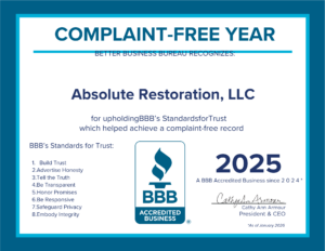 Indianapolis Restoration Company Absolute Restoration Named Complaint-Free by BBB