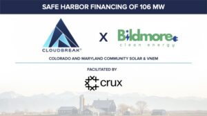 Crux Facilitates Safe Harbor Financing Between Cloudbreak and Bildmore